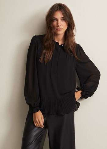 Phase Eight April Ruffle Shirts Black Australia | QR4132976